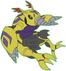 Rule 34 | claws, digimon, digimon (creature), digmon, drill, exoskeleton, highres, simple background, solo, white background