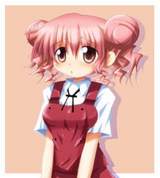Rule 34 | double bun, hair bun, hidamari sketch, hiro (hidamari sketch), red eyes, red hair, school uniform, shishinon, short hair, solo, yamabuki high school uniform