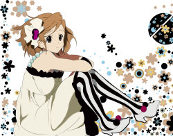 Rule 34 | 00s, 1girl, brown eyes, brown hair, don&#039;t say &quot;lazy&quot;, dress, female focus, hirasawa yui, k-on!, miracle (miracle1980), pantyhose, short hair, solo, striped clothes, striped pantyhose, vertical-striped clothes, vertical-striped pantyhose
