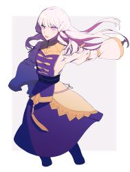 Rule 34 | 1girl, absurdres, blush, dress, fire emblem, fire emblem: three houses, fire emblem warriors, fire emblem warriors: three hopes, hair ornament, highres, iwasinogomaae, long hair, long sleeves, looking at viewer, lysithea von ordelia, nintendo, open mouth, pink eyes, simple background, solo, white hair