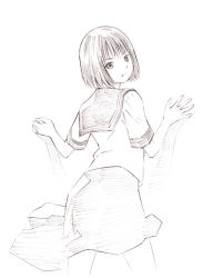 Rule 34 | 1girl, monochrome, original, school uniform, sketch, solo, yoshitomi akihito