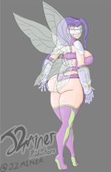 Rule 34 | ass, digimon, digimon (creature), fairimon, gloves, head wings, highres, long hair, mask, wings