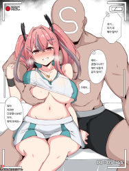 Rule 34 | 1boy, 1girl, azur lane, bare shoulders, black shorts, blush, grabbing another&#039;s breast, breasts, breath, bremerton (azur lane), bremerton (scorching-hot training) (azur lane), commentary request, crop top, crop top overhang, crossed bangs, curvy, dark-skinned male, dark skin, faceless, grabbing, grabbing from behind, grin, hair ornament, heart, heart necklace, heavy breathing, hetero, jewelry, kumasteam, large breasts, looking at viewer, midriff, mole, mole under eye, multicolored hair, navel, necklace, pink hair, pleated skirt, recording, red eyes, shorts, sitting, skirt, smile, sportswear, spread legs, stomach, streaked hair, sweat, tennis uniform, thighs, translation request, twintails, two-tone shirt, two-tone skirt, video camera, viewfinder, wristband, x hair ornament