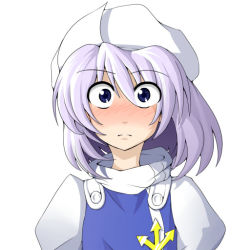 Rule 34 | 1girl, bad id, bad pixiv id, blue eyes, blush, face, female focus, hat, letty whiterock, light purple hair, looking at viewer, mashio, polearm, short hair, solo, spear, surprised, touhou, trident, weapon, wide-eyed