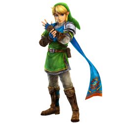 Rule 34 | 1boy, absurdres, blonde hair, blue eyes, gauntlets, green shirt, hat, highres, hyrule warriors, link, looking at viewer, male focus, nintendo, official art, pointy ears, shirt, solo, the legend of zelda