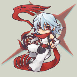Rule 34 | 00s, 1boy, aichi, chibi, detached sleeves, earrings, glasses, jewelry, male focus, naja gref, pixiv sample, red eyes, resized, scarf, solo, tail, white hair, wolf tail, world destruction