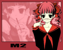 Rule 34 | 00s, 1girl, drill hair, glasses, maria-sama ga miteru, matsudaira touko, red theme, shingo (missing link), wallpaper