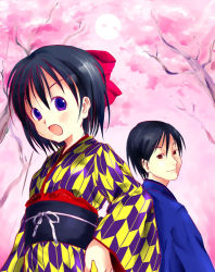 Rule 34 | 1boy, 1girl, cherry blossoms, japanese clothes, kimono, original, yucca, yukka (yucca u)