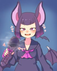 Rule 34 | 1girl, animal ears, bat wings, boots, common vampire bat (kemono friends), fangs, holding, holding shoes, kemono friends, looking at viewer, open mouth, purple eyes, shoes, unworn shoes, steam, wings