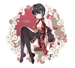 Rule 34 | 1girl, bad id, bad pixiv id, black hair, black thighhighs, blade &amp; soul, blue eyes, blush, breasts, character request, high heels, large breasts, parted lips, short hair, solo, thighhighs, yuja