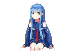 Rule 34 | 10s, 1girl, absurdres, aoki hagane no arpeggio, bad id, bad pixiv id, blue hair, detached sleeves, green eyes, highres, iona (aoki hagane no arpeggio), long hair, sailor, sitting, solo, unscpro