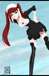 Rule 34 | artist request, bleach, bow, breasts, dokugamine riruka, leggings, red hair, small breasts, twintails