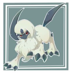 Rule 34 | absol, animal focus, artist request, claws, closed mouth, creatures (company), game freak, gen 3 pokemon, horns, nintendo, no humans, pokemon, pokemon (creature), red eyes, single horn, solo, white hair