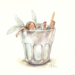 Rule 34 | artist name, bath, bathing, blowing bubbles, bubble bath, cup, dated, david revoy, drinking glass, drinking straw, fairy, feet up, highres, ice, ice cube, in container, mini person, minigirl, nude, simple background, straw, tumbler, two pairs, white background, wings
