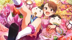 Rule 34 | brown hair, food, fruit, futami ami, idolmaster, idolmaster million live!, idolmaster million live! theater days, official art, open mouth, strawberry