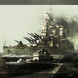 Rule 34 | bad id, bad pixiv id, battleship, military, military vehicle, no humans, original, power black, ship, warship, watercraft