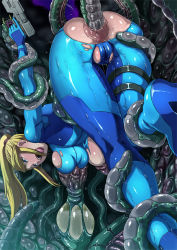 Rule 34 | anal, anal object insertion, blonde hair, bodysuit, butcha-u, cameltoe, metroid, mole, monster, nintendo, object insertion, open mouth, ponytail, rape, samus aran, teeth, tentacle sex, tentacles, top-down bottom-up, torn clothes, zero suit