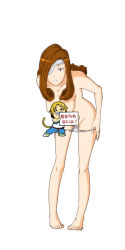 Rule 34 | 00s, 1boy, 1girl, beatrix, blonde hair, breasts, brown eyes, brown hair, censored, eyepatch, final fantasy, final fantasy ix, h-u, hanging breasts, long hair, censored nipples, novelty censor, nude, panties, tail, translated, underwear, undressing, white background, zidane tribal
