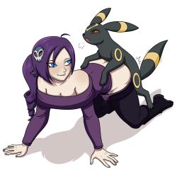 Rule 34 | 1boy, 1girl, ass, bestiality, black eyes, blue eyes, breasts, breath, cleavage, colored sclera, creatures (company), crossover, doggystyle, fangs, game freak, gen 2 pokemon, hetero, highres, interspecies, monodog, nintendo, open mouth, pokemon, pokemon (creature), pokephilia, ponytail, purple hair, red sclera, sex, sex from behind, simple background, umbreon, white background, zone-tan