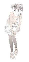 Rule 34 | 1girl, monochrome, original, short hair, sketch, solo, thighhighs, traditional media, yoshitomi akihito