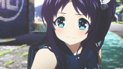 Rule 34 | 10s, 1girl, animated, animated gif, backpack, bag, blue eyes, hiradaira chisaki, lowres, nagi no asukara, purple hair, side ponytail