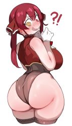 Rule 34 | 1girl, @ @, ass, ass focus, bare shoulders, blush, breasts, embarrassed, from behind, gloves, hair ribbon, heterochromia, highres, hololive, hololive fantasy, houshou marine, huge ass, large breasts, lightsource, long hair, looking back, pirate, red eyes, red hair, red ribbon, ribbon, solo, thick thighs, thighhighs, thighs, twintails, very long hair, virtual youtuber, wide hips, yellow eyes