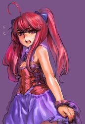 Rule 34 | ahoge, bow (bhp), dress, original, pink eyes, red hair, solo, twintails