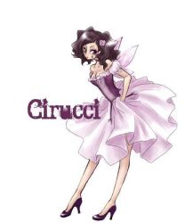 Rule 34 | 1girl, alternate costume, arrancar, artist request, bare shoulders, bleach, breasts, character name, cirucci sanderwicci, cleavage, detached sleeves, dress, facial mark, flower, hair flower, hair ornament, high heels, jpeg artifacts, pink rose, puffy sleeves, purple dress, purple eyes, purple hair, rose, shoes, short twintails, solo, twintails, wavy hair, wings