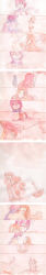Rule 34 | 1boy, 1girl, absurdres, akatsuki (ojamajo doremi), coat, comic, fiaria02, glomp, harukaze doremi, hetero, highres, hug, long hair, long image, ojamajo doremi, aged up, purple hair, red hair, scarf, silent comic, snowing, tall image, umbrella