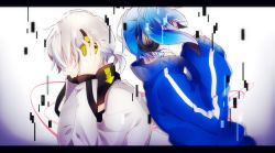 Rule 34 | 1boy, 1girl, bad id, bad pixiv id, blue hair, ene (kagerou project), headphones, kagerou project, konoha (kagerou project), letterboxed, long hair, silver hair, tears, twintails, umeno shii