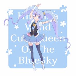 Rule 34 | 10s, 1girl, bad id, bad pixiv id, blue background, blue eyes, blue hair, blue skirt, blue theme, blue thighhighs, blush, boots, brooch, character name, check (check book), crown, cure princess, earrings, english text, eyelashes, full body, hair ornament, hair ribbon, happinesscharge precure!, happy, heart, heart brooch, jewelry, long hair, looking at viewer, matching hair/eyes, precure, ribbon, shirayuki hime, shirt, skirt, smile, solo, standing, thighhighs, thighs, white background, wrist cuffs, zettai ryouiki