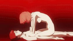 Rule 34 | 1boy, 1girl, animated, animated gif, ayanami rei, the end of evangelion, girl on top, holding hands, ikari shinji, implied sex, lowres, lying, neon genesis evangelion, nude, sitting, sitting on lap, sitting on person