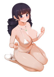 Rule 34 | 1girl, absurdres, areola slip, bad id, bad pixiv id, bikini, blue bow, blunt bangs, bow, breasts, cleavage, closed mouth, collarbone, commentary request, cross, cross earrings, curly hair, drill hair, dungeon and fighter, earrings, eyelashes, fingernails, groin, hair between eyes, hair bow, hands up, high heels, highres, jewelry, large breasts, looking at viewer, micro bikini, nail polish, original, pink nails, pom pom (clothes), pumps, purple eyes, purple hair, ringlets, secretbusiness, shiny skin, short eyebrows, side-tie bikini bottom, simple background, sitting, skindentation, solo, strap gap, string bikini, swimsuit, thick eyebrows, twin drills, twintails, underboob, wariza, wavy hair, white background, white bikini, white footwear