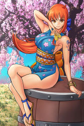 Rule 34 | 1girl, breasts, female focus, highres, hybridmink, large breasts, nami (one piece), one piece, orange hair, solo