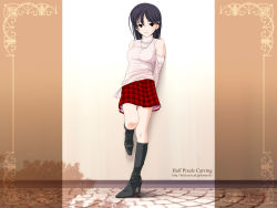 Rule 34 | 1girl, aizawa kotarou, black hair, boots, brown eyes, high heel boots, high heels, miniskirt, original, skirt, solo, wallpaper