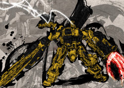Rule 34 | armored core, armored core 6, glowing, glowing eyes, highres, honest brute (armored core 6), ink, mecha, mecha focus, no humans, robot