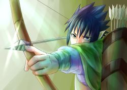 Rule 34 | 1boy, arrow (projectile), artist request, bow (weapon), male focus, naruto, naruto (series), quiver, solo, uchiha sasuke, weapon