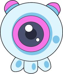 Rule 34 | blue eyes, colored sclera, digimon, jellyfish, looking at viewer, one eyed, pink sclera, puyomon, transparent background