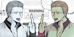 Rule 34 | 1boy, :p, absurdres, collared shirt, english text, frown, greyscale, hair slicked back, highres, hunter x hunter, index finger raised, male focus, monochrome, nachos (chos na), phinks magcub, shirt, short hair, tongue, tongue out, upper body, white background
