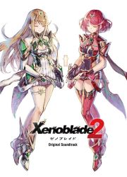 Rule 34 | 2girls, armor, bare shoulders, blonde hair, breasts, cleavage, closed eyes, commentary request, dress, earrings, elbow gloves, english text, fingerless gloves, gem, gloves, hair ornament, headpiece, jewelry, large breasts, long hair, multiple girls, mythra (xenoblade), official art, pyra (xenoblade), red hair, red shorts, saitou masatsugu, short hair, short shorts, shorts, simple background, swept bangs, thighhighs, thighs, tiara, very long hair, white background, white dress, xenoblade chronicles (series), xenoblade chronicles 2