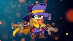 Rule 34 | 1girl, a hat in time, digimon, digimon (creature), female focus, gloves, hat, hat kid, looking at viewer, original, solo, tongue, tongue out, zipper