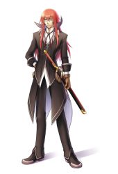 Rule 34 | 00s, glasses, gloves, green eyes, red hair, richter abend, shoes, sword, tales of (series), tales of symphonia, tales of symphonia: dawn of the new world, weapon