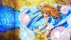 Rule 34 | 1girl, aged down, child, female focus, jpeg artifacts, looking at viewer, nami (one piece), one piece, one piece film: z, open mouth, orange hair, sandals, tagme, tattoo
