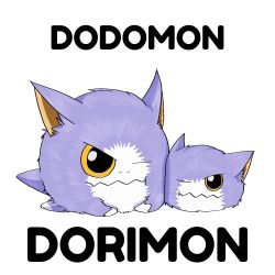 Rule 34 | digimon, dodomon, dorimon, highres, monster, multicolored fur, one eye closed, purple fur, white fur, yellow eyes