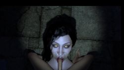 Rule 34 | 3d, alcina dimitrescu, animated, black hair, capcom, fellatio, highres, oral, size difference, sound, tagme, video, yellow eyes