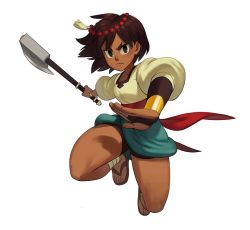 Rule 34 | 1girl, ajna (indivisible), artist request, brown hair, dark skin, female focus, indivisible, lab zero games, official art, sandals, simple background