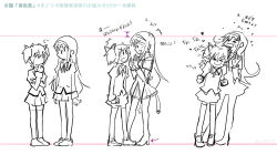 Rule 34 | &gt; &lt;, 10s, 2girls, ^^^, akemi homura, angry, arrow (symbol), blush, bow, clenched hands, closed eyes, cx, flying sweatdrops, greyscale, hair ribbon, hairband, hands up, headbutt, height chart, height difference, high heels, kaname madoka, long hair, looking at another, magical girl, mahou shoujo madoka magica, mahou shoujo madoka magica (anime), mahou shoujo madoka magica movie 1 &amp; 2, monochrome, motion lines, multiple girls, pleated skirt, ribbon, school uniform, short twintails, silverxp, sketch, skirt, standing, sweat, thighhighs, tiptoes, twintails, twitter username, wavy mouth, zettai ryouiki