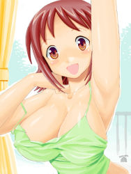 Rule 34 | 00s, 10s, armpits, breasts, brown eyes, brown hair, camisole, cleavage, hinako (issho ni training), issho ni training, large breasts, solo, zouzou