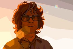 Rule 34 | 1boy, bead necklace, beads, caboosemcgrief, collared shirt, derivative work, highres, james may, jewelry, lens flare, male focus, necklace, screenshot redraw, shirt, sunglasses, top gear