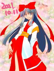 Rule 34 | 1girl, ainu clothes, alternate costume, blue hair, breasts, fingerless gloves, gloves, grey eyes, hair ribbon, highres, legs, long hair, nakoruru, open mouth, ribbon, samurai spirits, small breasts, smile, snk, solo, the king of fighters, thighs